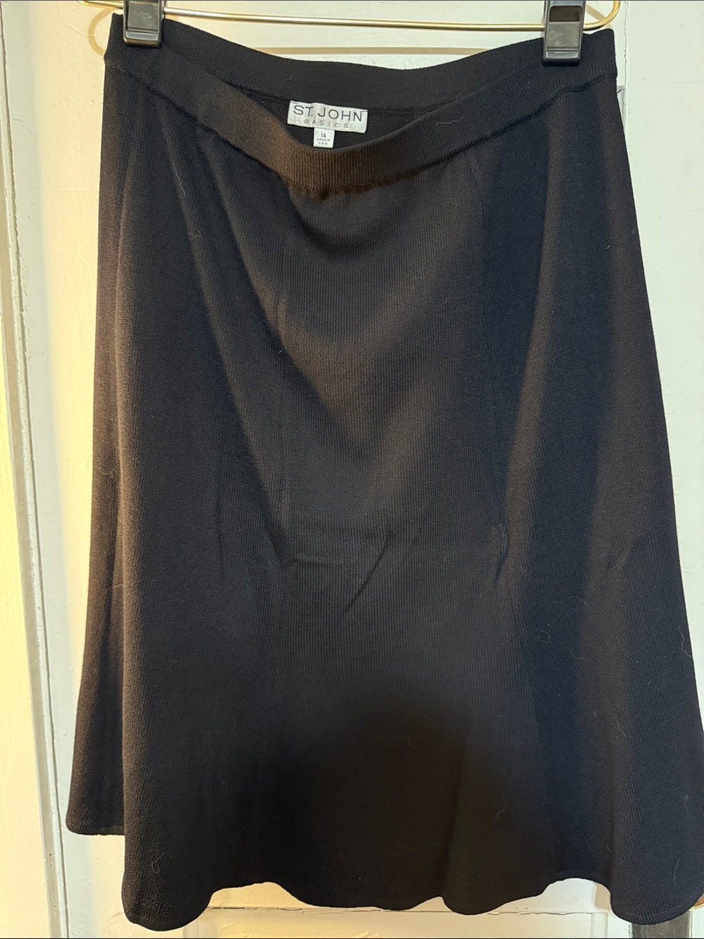 St. John Black A-Line Knit Skirt